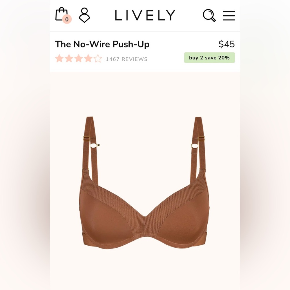LIVELY no wire push up - latte 32DDD